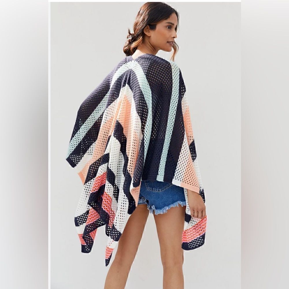 Anthropologie Striped Crochet Kimono. One size